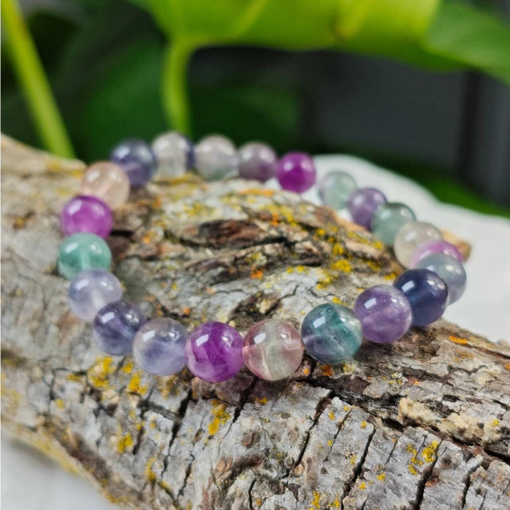 8mm stretchable banded‎ fluorite bracelet